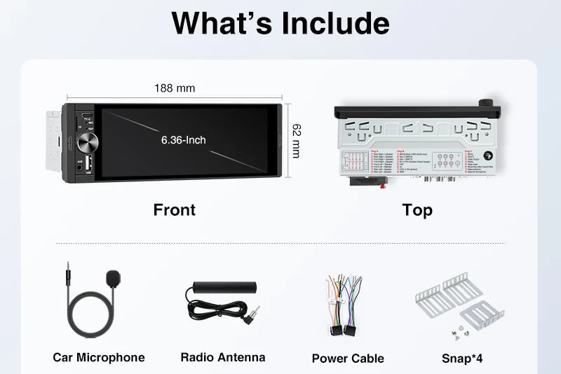 Universal Car Radio 1 Din Carplay Wireless